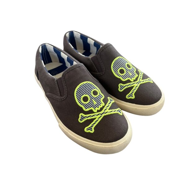 Mini Boden Neon Skull Canvas Slip On Shoes Size 13 - Picture 1 of 6